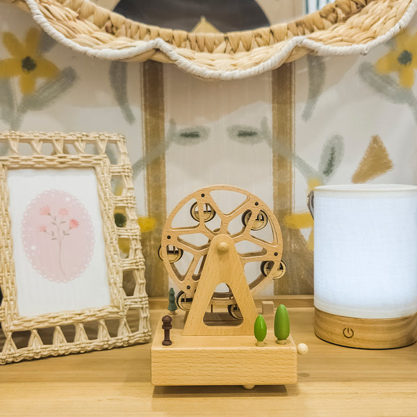 CAIXA DE MUSICA RODA GIGANTE DE MADEIRA TALHADA