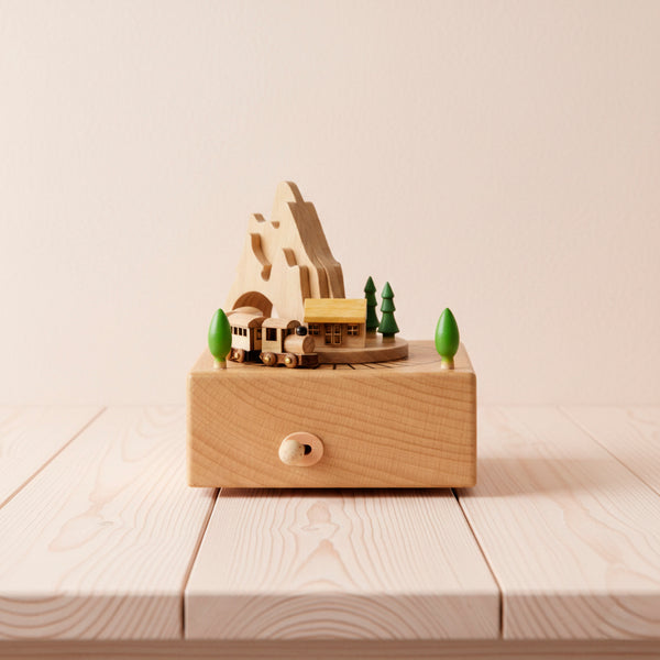 CAIXA DE MUSICA MADEIRA TALHADA TRENZINHO