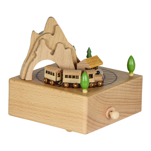 CAIXA DE MUSICA MADEIRA TALHADA TRENZINHO