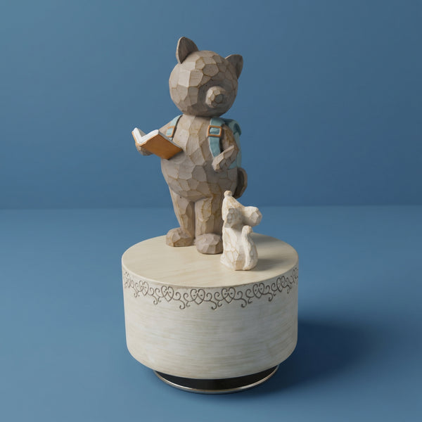 CAIXA DE MUSICA URSO DE MOCHILA  DE RESINA LAPIDADA