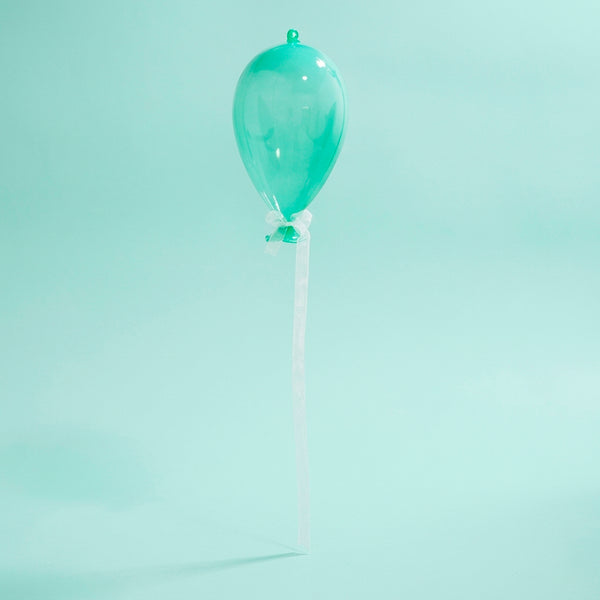 ESCULTURA BALAO DE VIDRO TRANSLUCIDA VERDE AGUA P