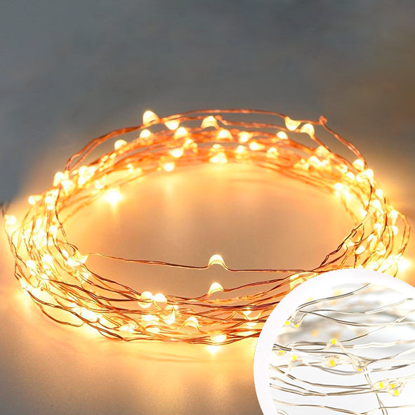 M3 FIO DE LUZ ARAME DE LED FLEXIVEL PRATA 5M PILHA