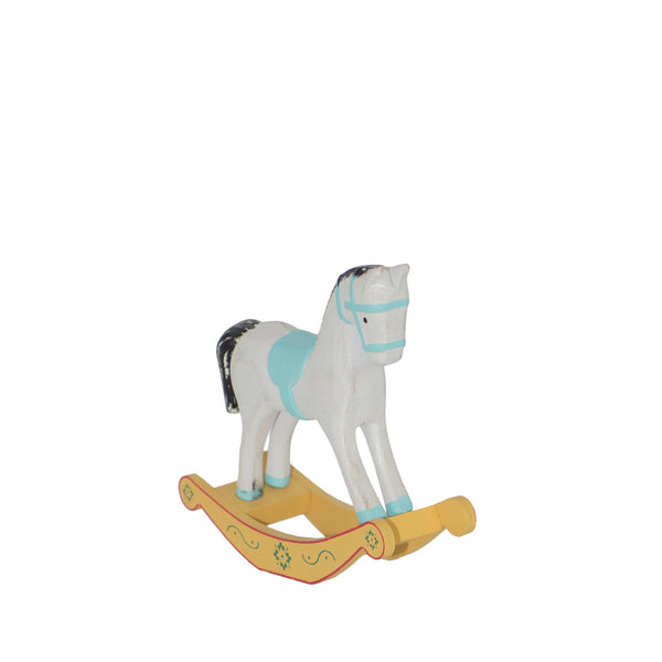 MINI CAVALINHO DE MADEIRA BRANCO/AZUL P