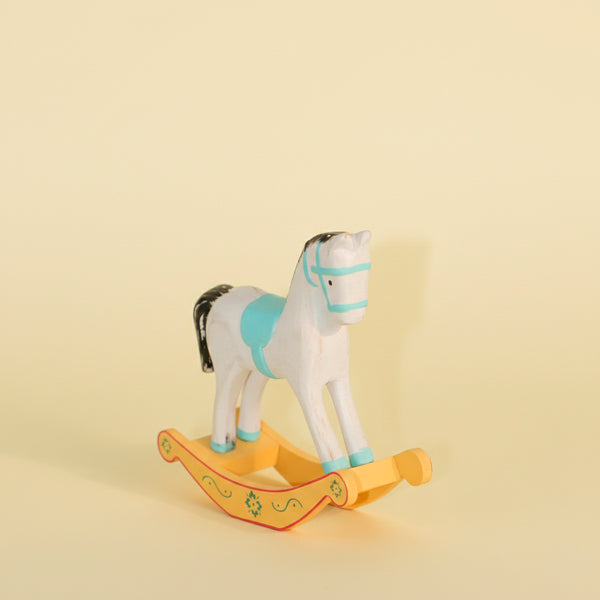 MINI CAVALINHO DE MADEIRA BRANCO/AZUL P