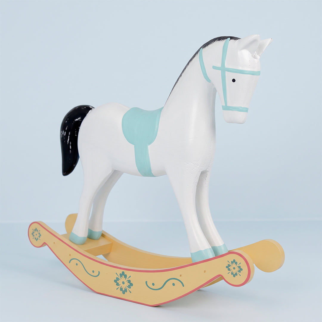 CAVALINHO DE MADEIRA BRANCO E AZUL M