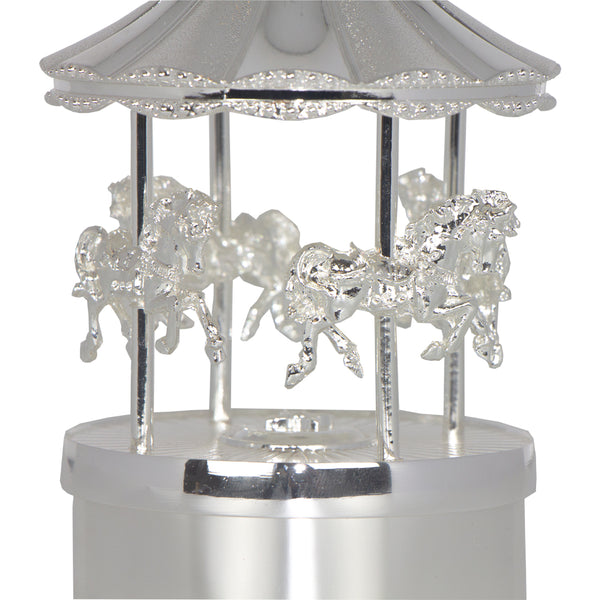 CAIXA DE MUSICA CARROSSEL PRATA EM SILVERPLATE