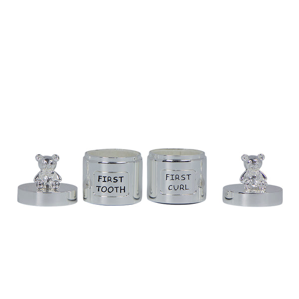 JG2 MEU PRIMEIRO DENTE/CACHO SILVERPLATE URSO PRATA SENTADO