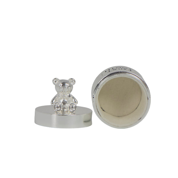 JG2 MEU PRIMEIRO DENTE/CACHO SILVERPLATE URSO PRATA SENTADO