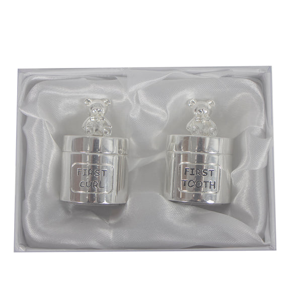 JG2 MEU PRIMEIRO DENTE/CACHO SILVERPLATE URSO PRATA SENTADO