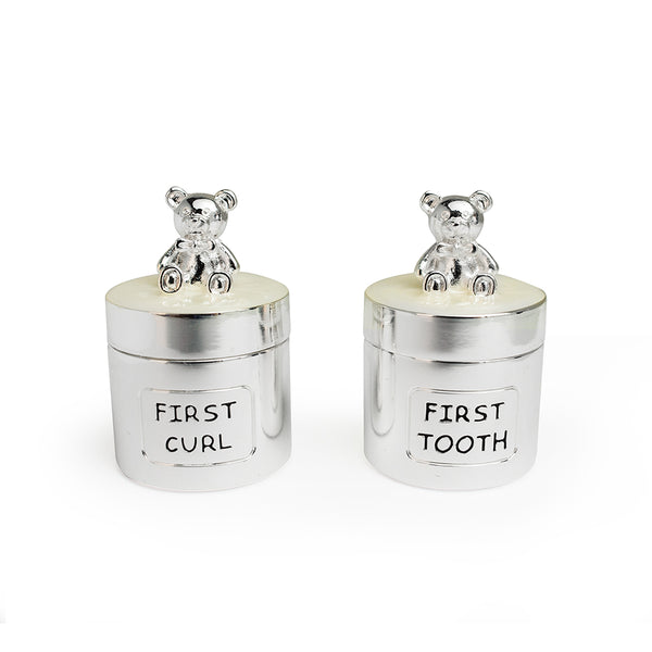 JG2 MEU PRIMEIRO DENTE/CACHO SILVERPLATE URSO PRATA SENTADO