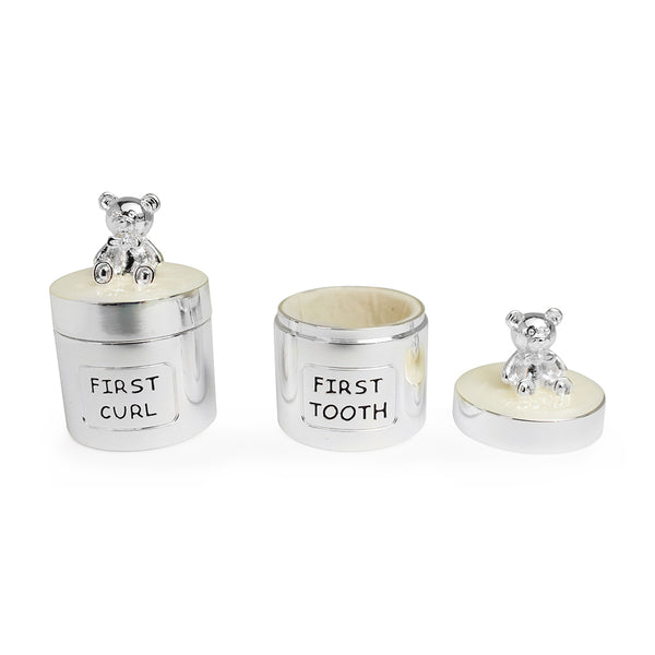 JG2 MEU PRIMEIRO DENTE/CACHO SILVERPLATE URSO PRATA SENTADO