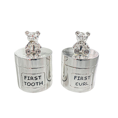 JG2 MEU PRIMEIRO DENTE/CACHO SILVERPLATE URSO PRATA SENTADO