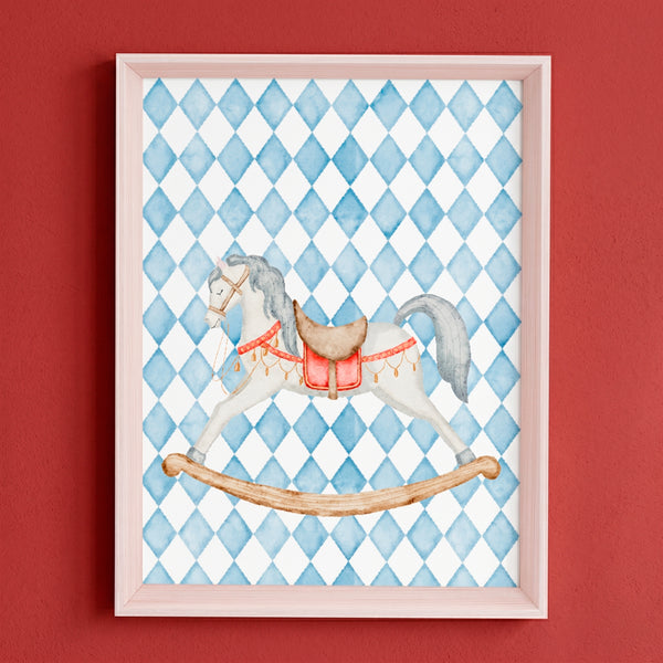 QUADRO CAVALINHO COM FUNDO AZUL (MOLDURANM)