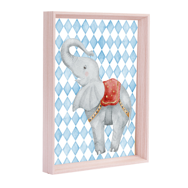 QUADRO ELEFANTE COM FUNDO AZUL (MOLDURANM)