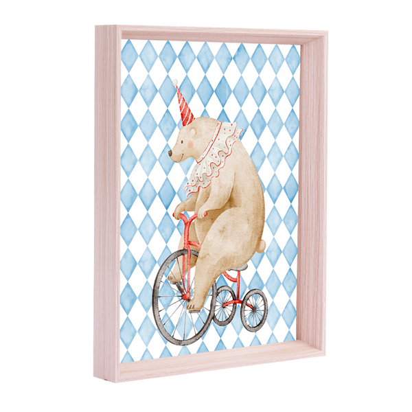QUADRO URSO NA BIKE COM FUNDO AZUL (MOLDURANM)