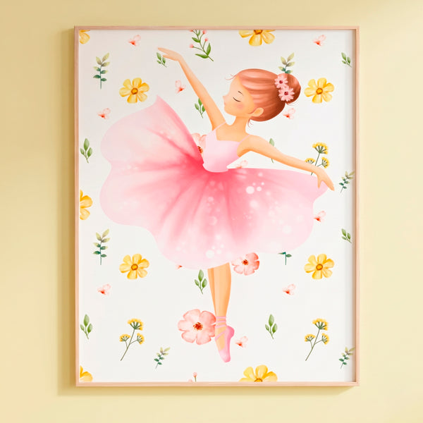 QUADRO BAILARINHA COM FLORES (MOLDURAR)