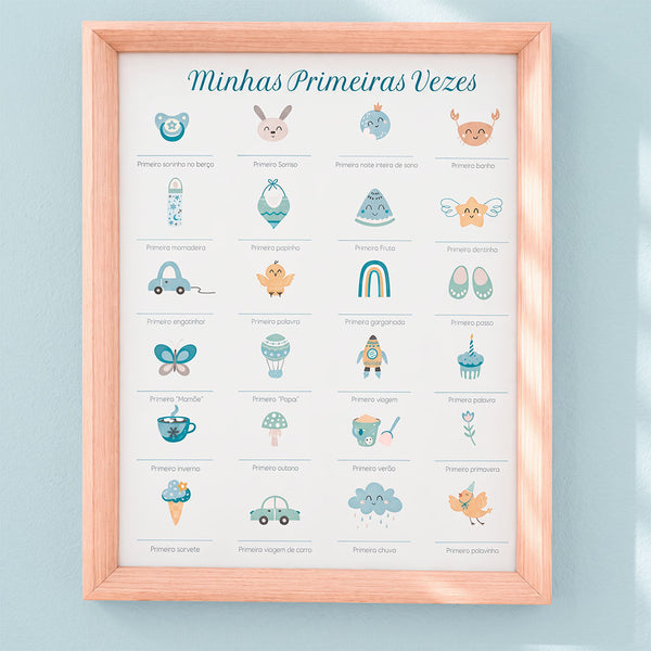 QUADRO PRIMEIRAS VEZES AZUL (MOLDURANM) - ACOMPANHA CARIMBEIRA