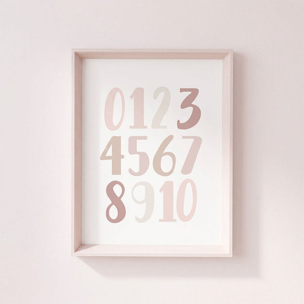 QUADRO NUMEROS PASTEL ROSA - MOLDURANM