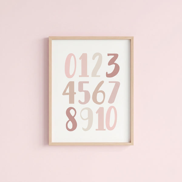 QUADRO NUMEROS PASTEL ROSA - MOLDURANM