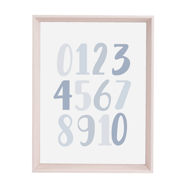 QUADRO NUMEROS PASTEL AZUL - MOLDURANM