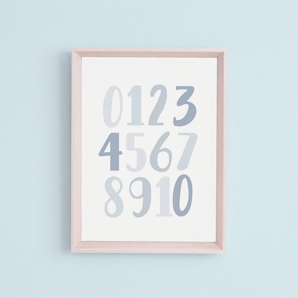 QUADRO NUMEROS PASTEL AZUL - MOLDURANM