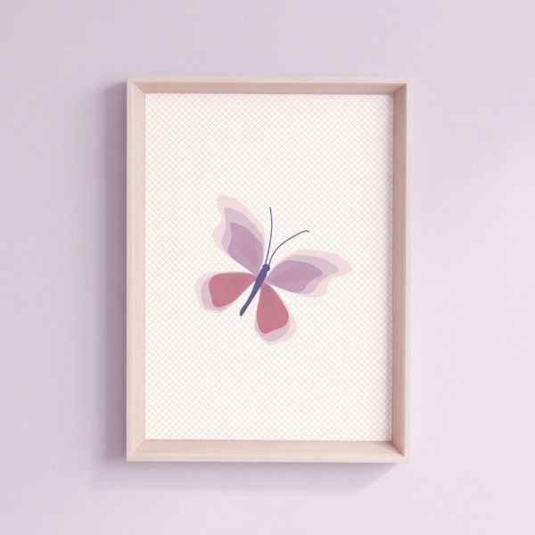 QUADRO BORBOLETA LILAS COM FUNDO BRANCO - MOLDURANM
