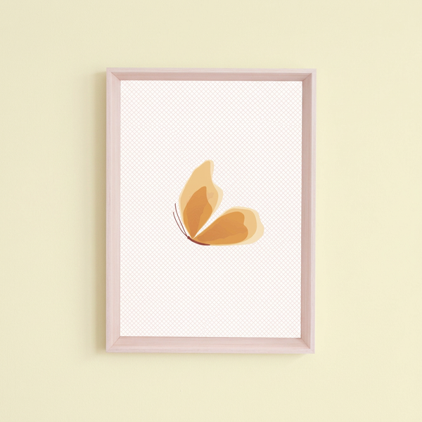 QUADRO BORBOLETA LARANJA COM FUNDO BRANCO - MOLDURANM