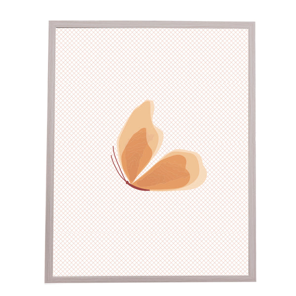 QUADRO BORBOLETA LARANJA COM FUNDO BRANCO - MOLDURANM