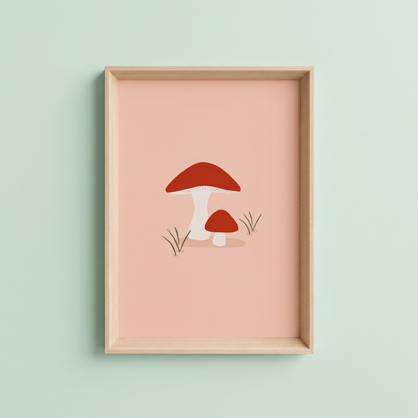 QUADRO COGUMELO COM FUNDO ROSA (MOLDURANM)