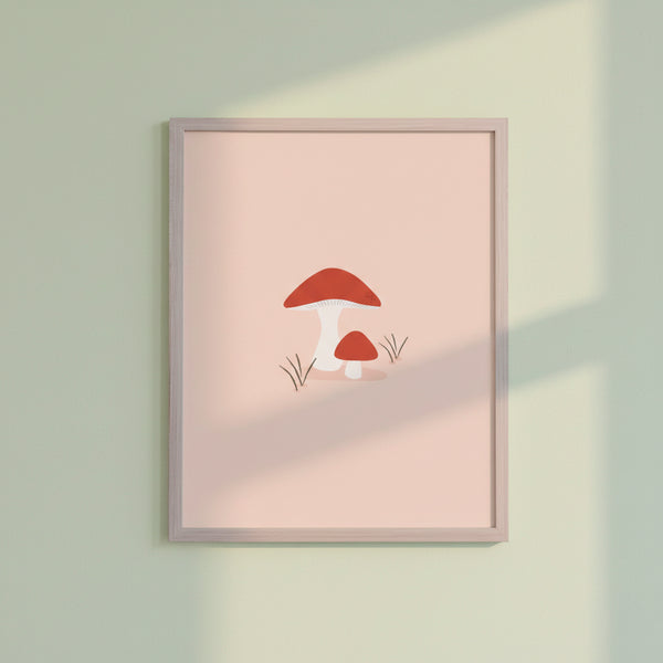 QUADRO COGUMELO COM FUNDO ROSA (MOLDURANM)