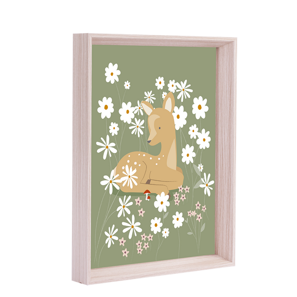 QUADRO BAMBI COM FLORES (MOLDURANGG)