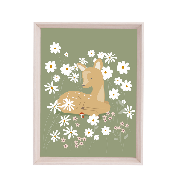 QUADRO BAMBI COM FLORES (MOLDURANGG)
