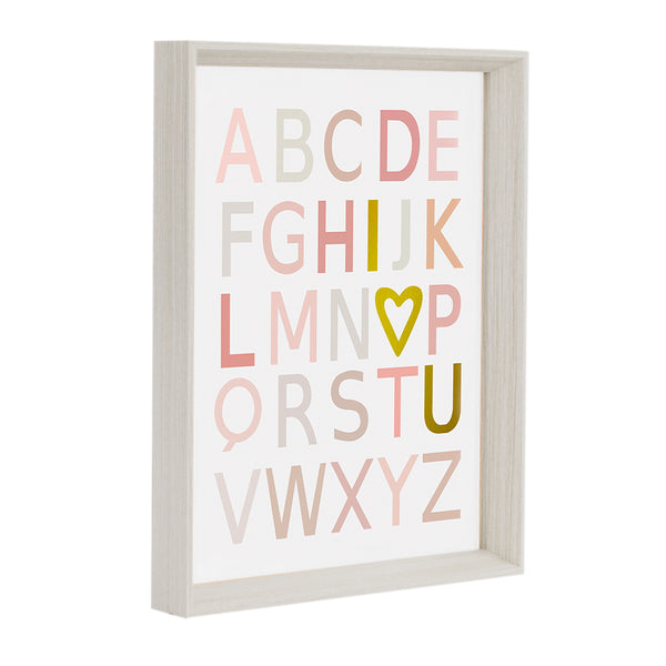 QUADRO ABC ROSA COM DOURADO (MOLDURANG)