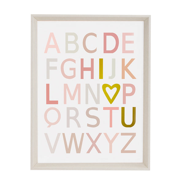 QUADRO ABC ROSA COM DOURADO (MOLDURANG)