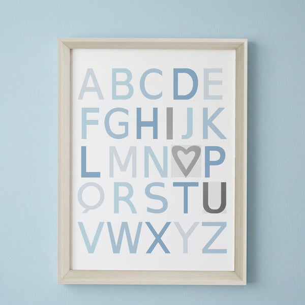 QUADRO ABC AZUL COM PRATA (MOLDURANG)