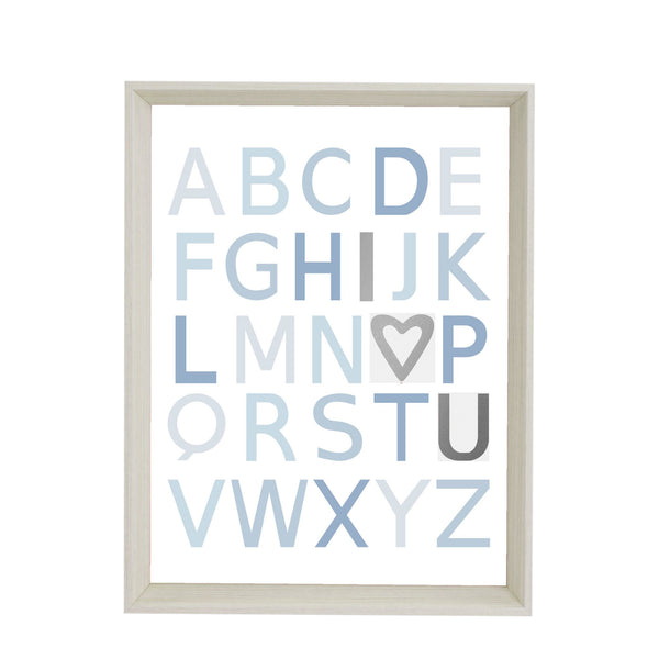 QUADRO ABC AZUL COM PRATA (MOLDURANG)