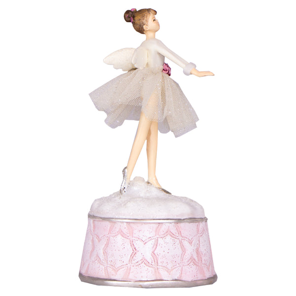 CAIXA DE MUSICA FADA BRANCA E ROSA