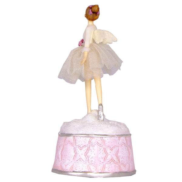 CAIXA DE MUSICA FADA BRANCA E ROSA