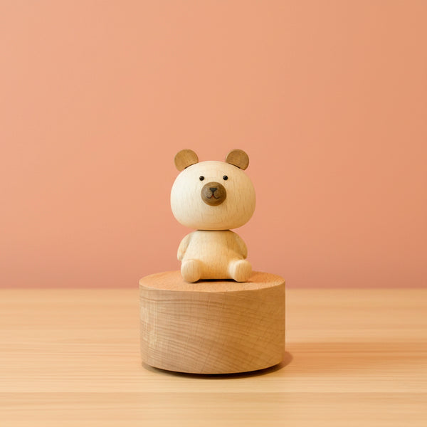 CAIXA DE MUSICA URSO DE MADEIRA TALHADA TOCA MUSICA WHEN YOU WISH UPON A START