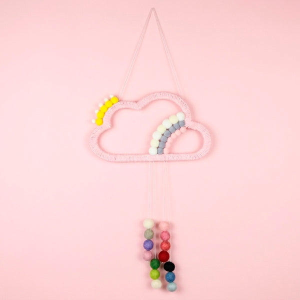 ADORNO NUVEM COM POMPOM ROSA