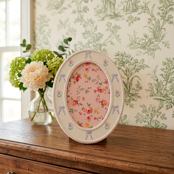 PORTA RETRATO OVAL FLORES 14X9