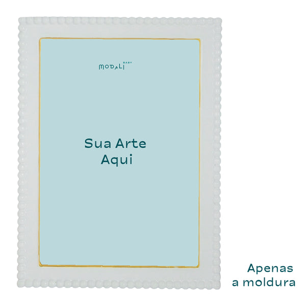 MOLDURA BUBBLE DOT BRANCO COM DOURADO 33,5X23