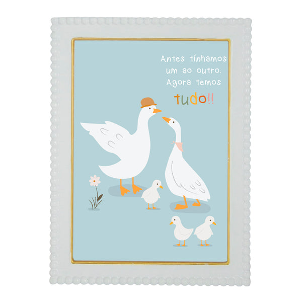 QUADRO BUBBLE BRANCO COM DOURADO PATINHOS 33,5X23