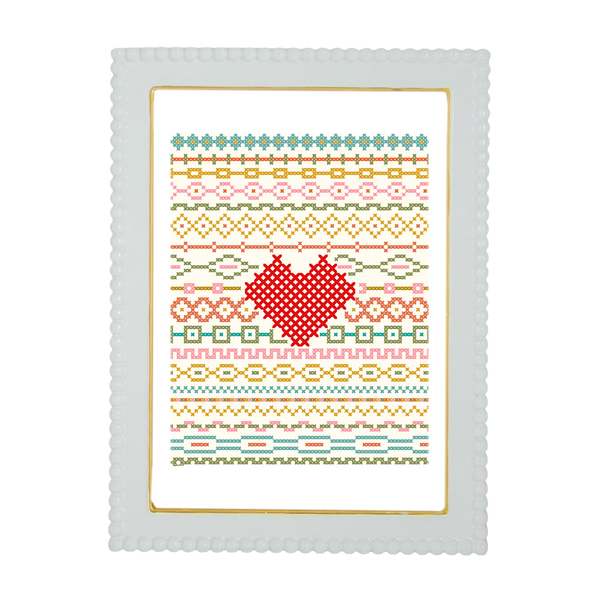 QUADRO CORACAO BUBBLE DOT BRANCO COM DOURADO 33,5X23