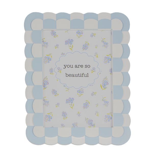 PORTA RETRATO ONDINHAS AZUL E BRANCO 18X13