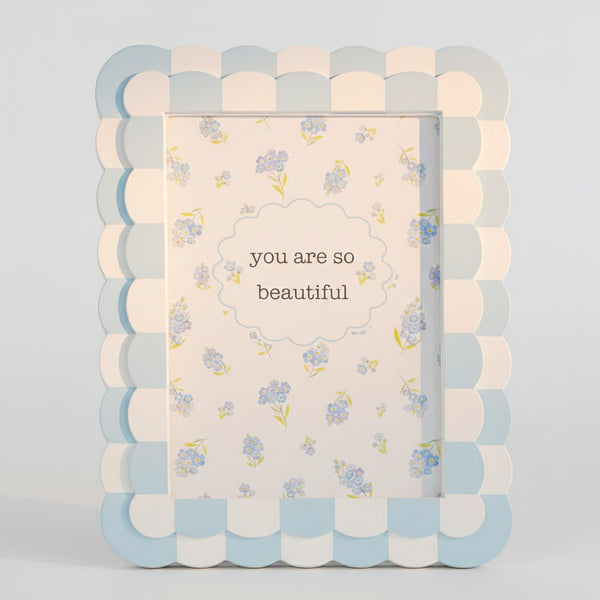 PORTA RETRATO ONDINHAS AZUL E BRANCO 18X13