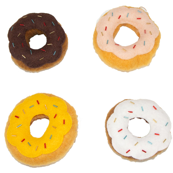 JOGO DE 4 DONUTS + BANDEJA  DE LA DE FELTRO