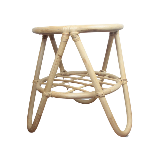 MESA DE APOIO LATERAL REDONDA DE BAMBU