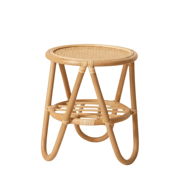 MESA DE APOIO LATERAL REDONDA DE BAMBU