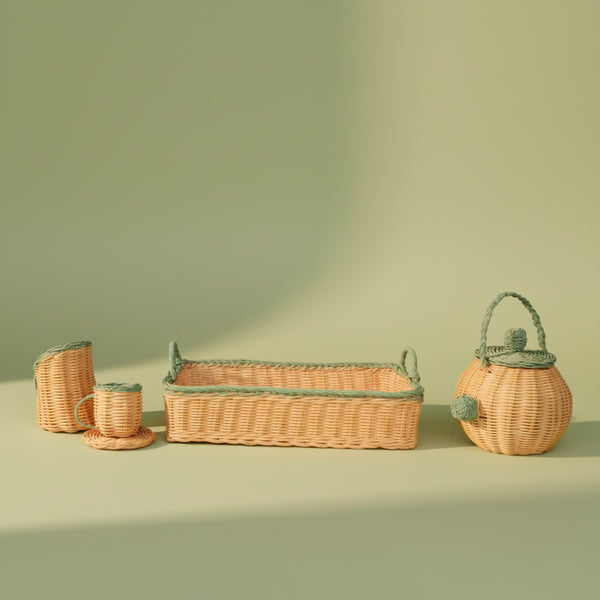 JOGO DE XICARA DE CHA DE RATTAN